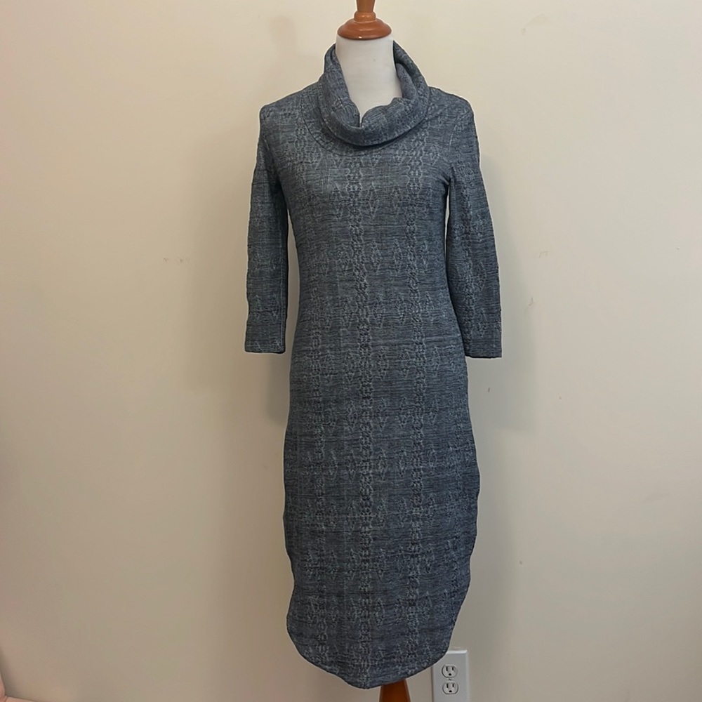 Anthropologie Daily Practice Blue Cowl Neck Long Sleeve Dress Size XS